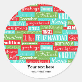 Pegatina Redonda Tipografía de temporada de vacaciones