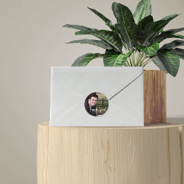 Pegatina Redonda Típografía elegante de graduación Gracias