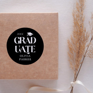 Pegatina Redonda Tipografía graduada audaz negra