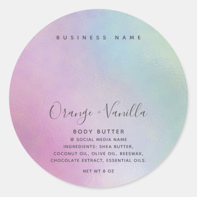 Pegatina Redonda Tipografía lujosa moderna simple holográfica (Anverso)