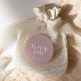 Pegatina Redonda Tipografía Minimalista moderna Rosa Boda duro