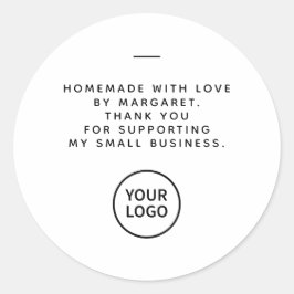 Pegatina Redonda Tipografía minimalista Su Propio Logo Gracias