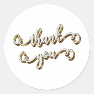 Pegatina Redonda Tipografía Moderna de Oro Gracias