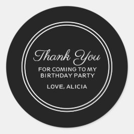 Pegatina Redonda Tipografía moderna en blanco y negro Gracias Cumpl