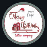 Pegatina Redonda Tipografía moderna Logo de Sledge Merry Christmas<br><div class="desc">Tipografía moderna Diseño navideño Sledge Merry.</div>