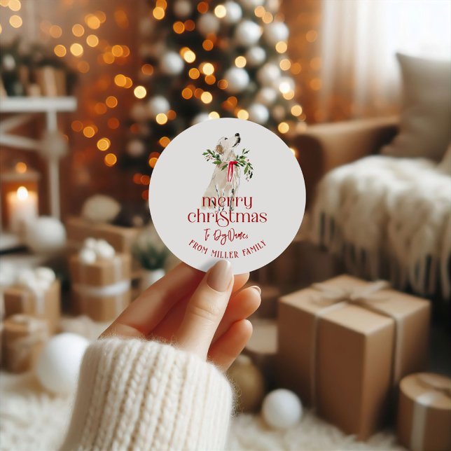 Pegatina Redonda Tipografía Navideña Perro de Navidad (Subido por el creador)
