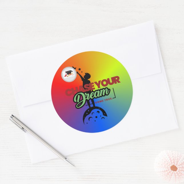 Pegatina Redonda tipografía negra verde (Sobre)