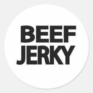 Pegatina Redonda Tipografía Negrita de Carne Seca de Ternera
