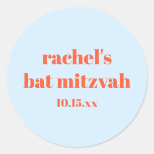 Pegatina Redonda Tipografía Negrita Personalizada Azul Naranja Bat
