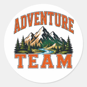 Pegatina Redonda 🏔️ Tipografía para personal del equipo de aventur