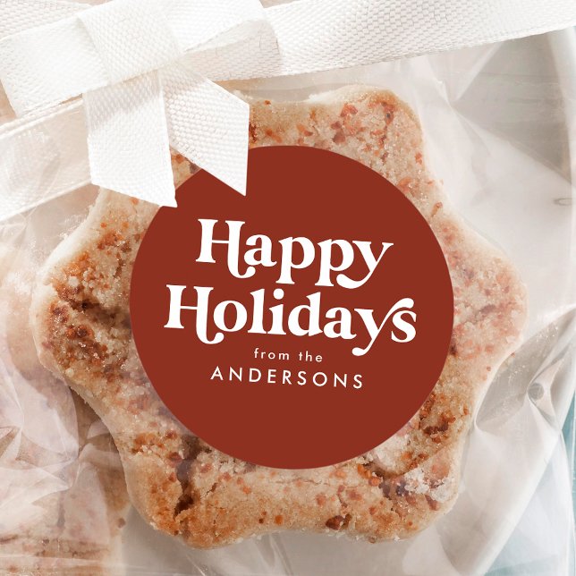 Pegatina Redonda Tipografía Retro Café Felices Fiestas (Subido por el creador)