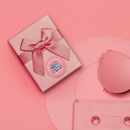 Pegatina Redonda Tipografía retro Empresa Social Media Código QR