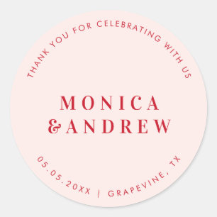 Pegatina Redonda Tipografía Retro Negrita Agradecimiento de Boda Mi
