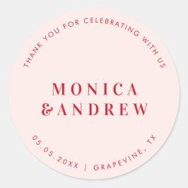 Pegatina Redonda Tipografía Retro Negrita Minimalista Boda Agradeci