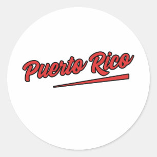 Pegatina Redonda Tipografía roja de Puerto Rico