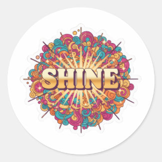 Pegatina Redonda Tipografía SHINE con Colorido 