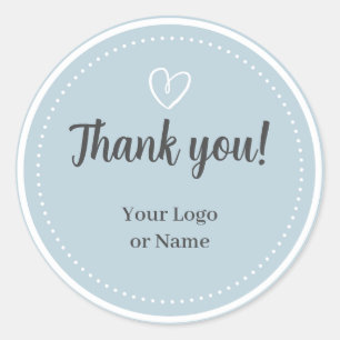 Pegatina Redonda Tipografía simple minimalista Azul Claro Gracias