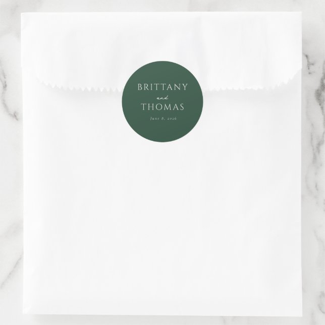 Pegatina Redonda Tipografía Verde Elegante (Bolso)