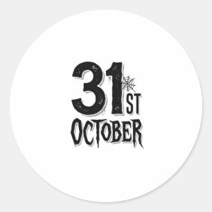 Pegatina Redonda Tipografía Vintage Halloween 31 de Octubre Diseño_