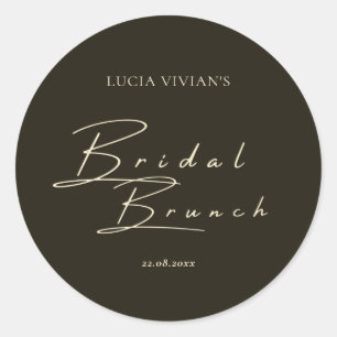 Pegatina Redonda Tipografía Y Caligrafía Verde Oscuros Modernos