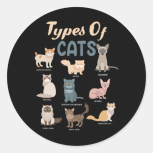Pegatina Redonda Tipos De Comparación De Gatos Mascota De Gatos Lov