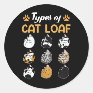 Pegatina Redonda Tipos de pan de gato lindo gatito meme amante del 
