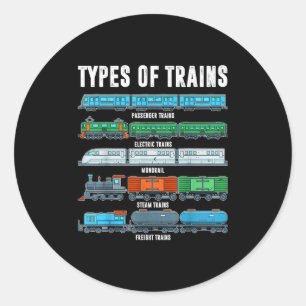 Pegatina Redonda Tipos de trenes Shirt Toddler Boy Locomotive Raile