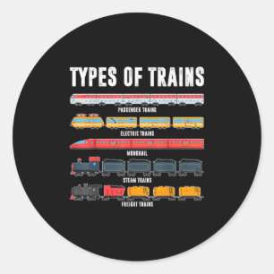 Pegatina Redonda Tipos de trenes Shirt Toddler Boy Locomotive Raile