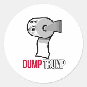 Pegatina Redonda Tira a Trump con Papel Higiénico - Anti-Trump -