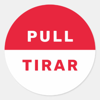 Pegatina Redonda Tira bilingüe Inglés Español Red White Safety