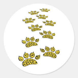 Pegatina Redonda Tira de impresión Leopard Paw