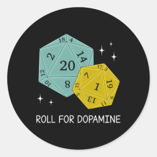 Pegatina Redonda Tira Para Dopamina Dnd Neurodiversidad D20 Dados A