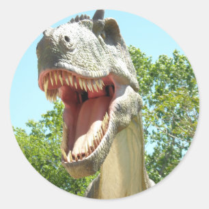 Pegatina Redonda Tirannosauro T-Rex Dinosaurio