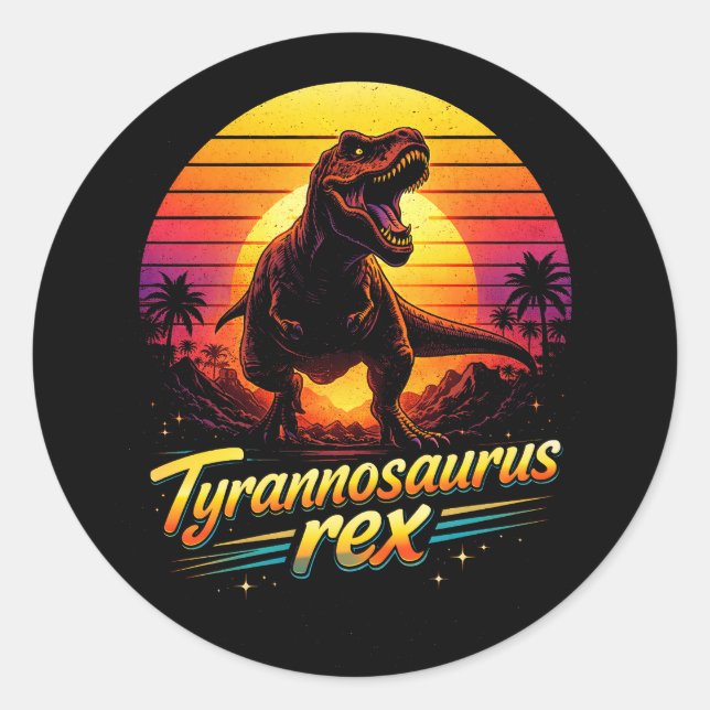 Pegatina Redonda Tiranosaurio Rex (Anverso)