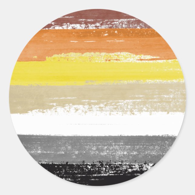 Pegatina Redonda Tiras de pintura con orgullo de oso (Anverso)