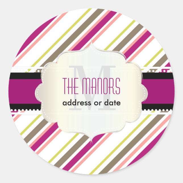 Pegatina Redonda Tiras/Navidades de PixDezines/colores de DIY (Anverso)