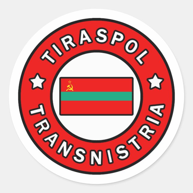 Pegatina Redonda Tiraspol Transnistria (Anverso)