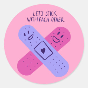 Pegatina Redonda Tirita Dibujada a Mano Juego de Palabras Cursi