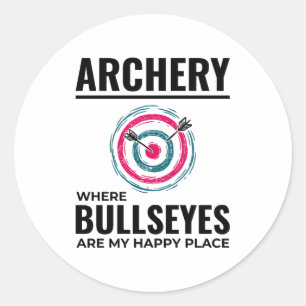 Pegatina Redonda Tiro con arco dirigido a Archer Bow Arrows Bullsey