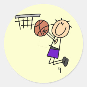 Pegatina Redonda Tiro en Suspensión de Baloncesto - Camisetas y Reg