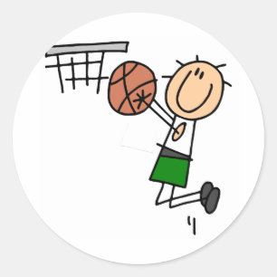 Pegatina Redonda Tiro en Suspensión de Baloncesto - Camisetas y Reg