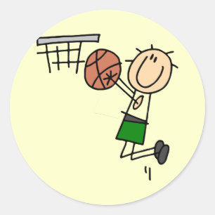 Pegatina Redonda Tiro en Suspensión de Baloncesto - Camisetas y Reg