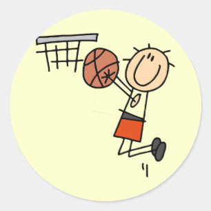 Pegatina Redonda Tiro en Suspensión de Baloncesto - Camisetas y Reg