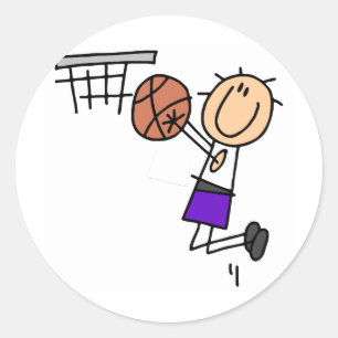 Pegatina Redonda Tiro en Suspensión de Baloncesto - Camisetas y Reg
