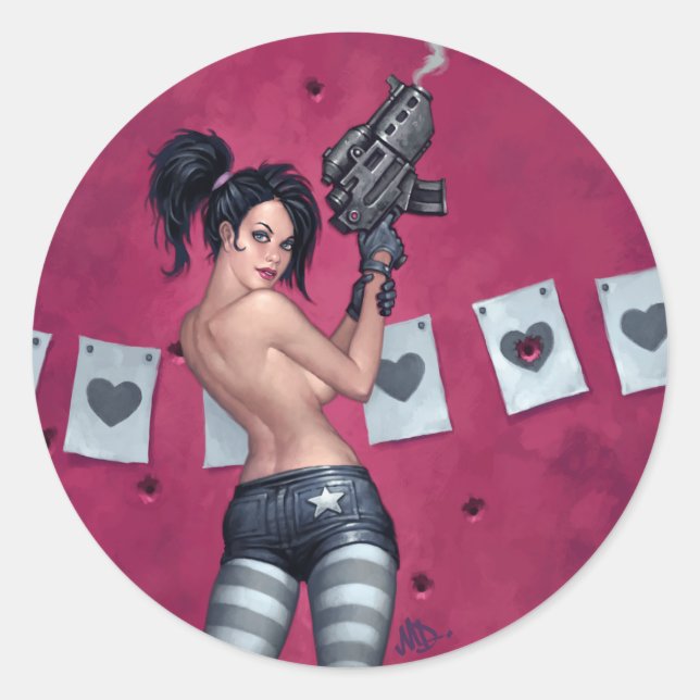 Pegatina Redonda Tiroteo (Anverso)