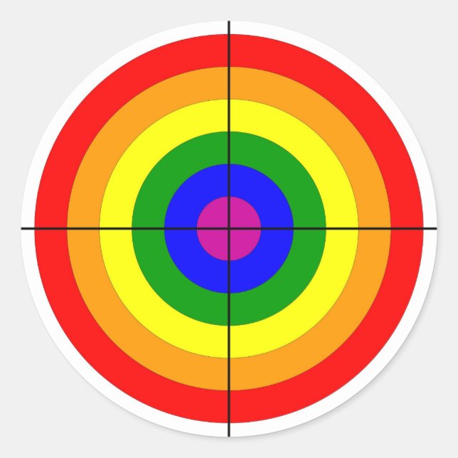 Pegatina Redonda tiroteo rango bulls símbolo objetivo gay (Anverso)