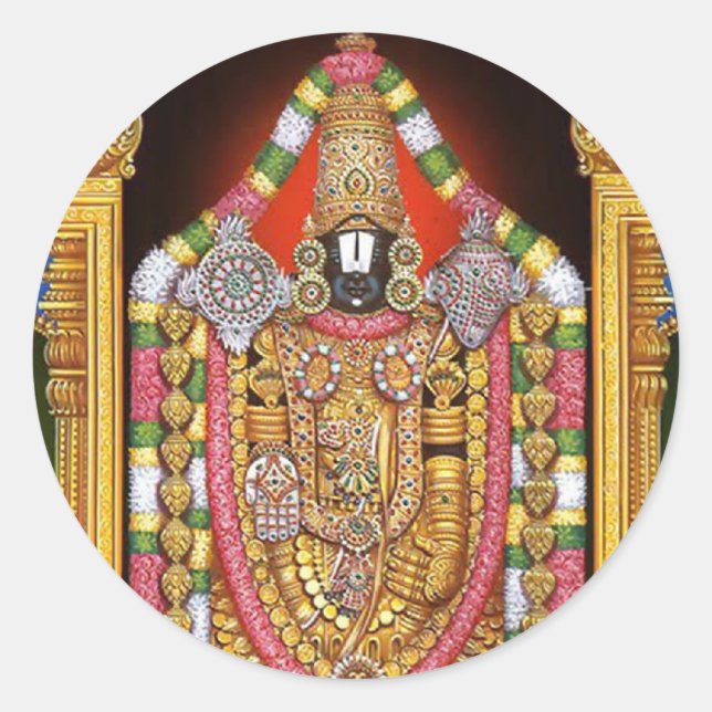 Pegatina Redonda Tirupati Balaji (Anverso)