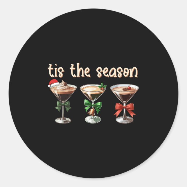 Pegatina Redonda Tis The Season Espresso Martini Tail Gles Xmas Par (Anverso)