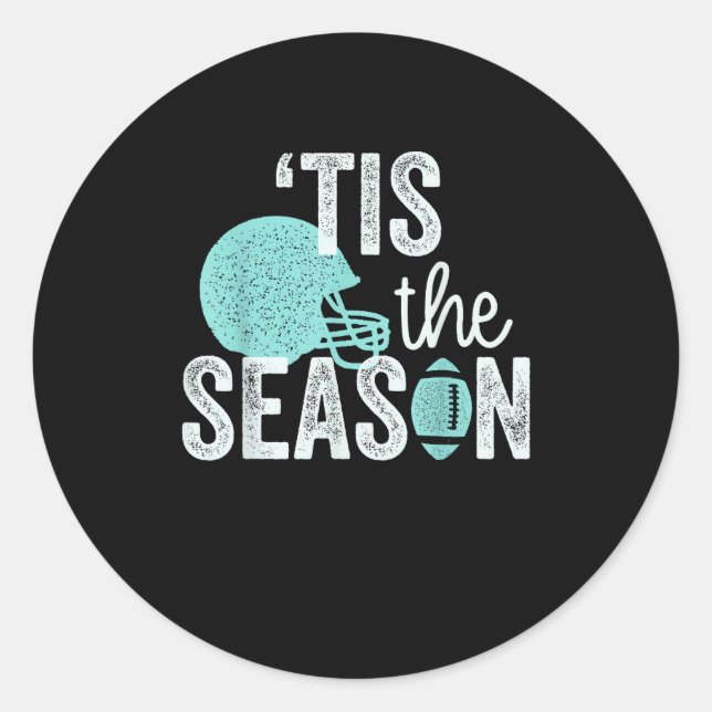 Pegatina Redonda Tis The Season Football Family I Heart Football Se (Anverso)
