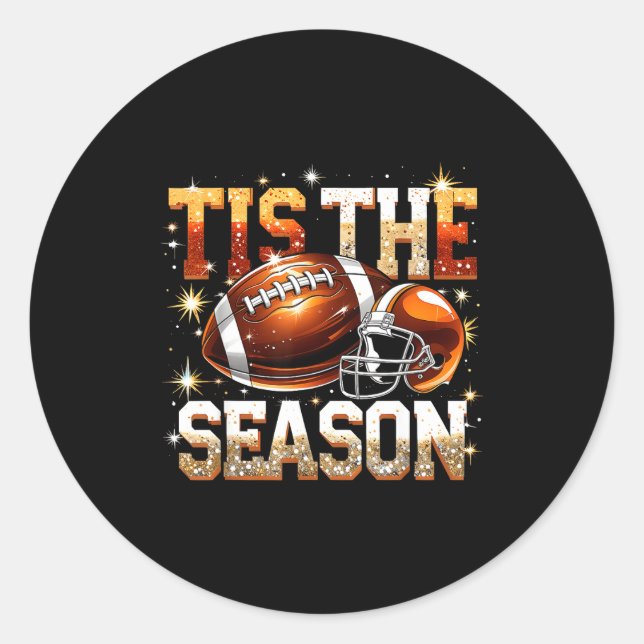 Pegatina Redonda Tis The Season Football Lovers Helmet Srts Fan Gif (Anverso)